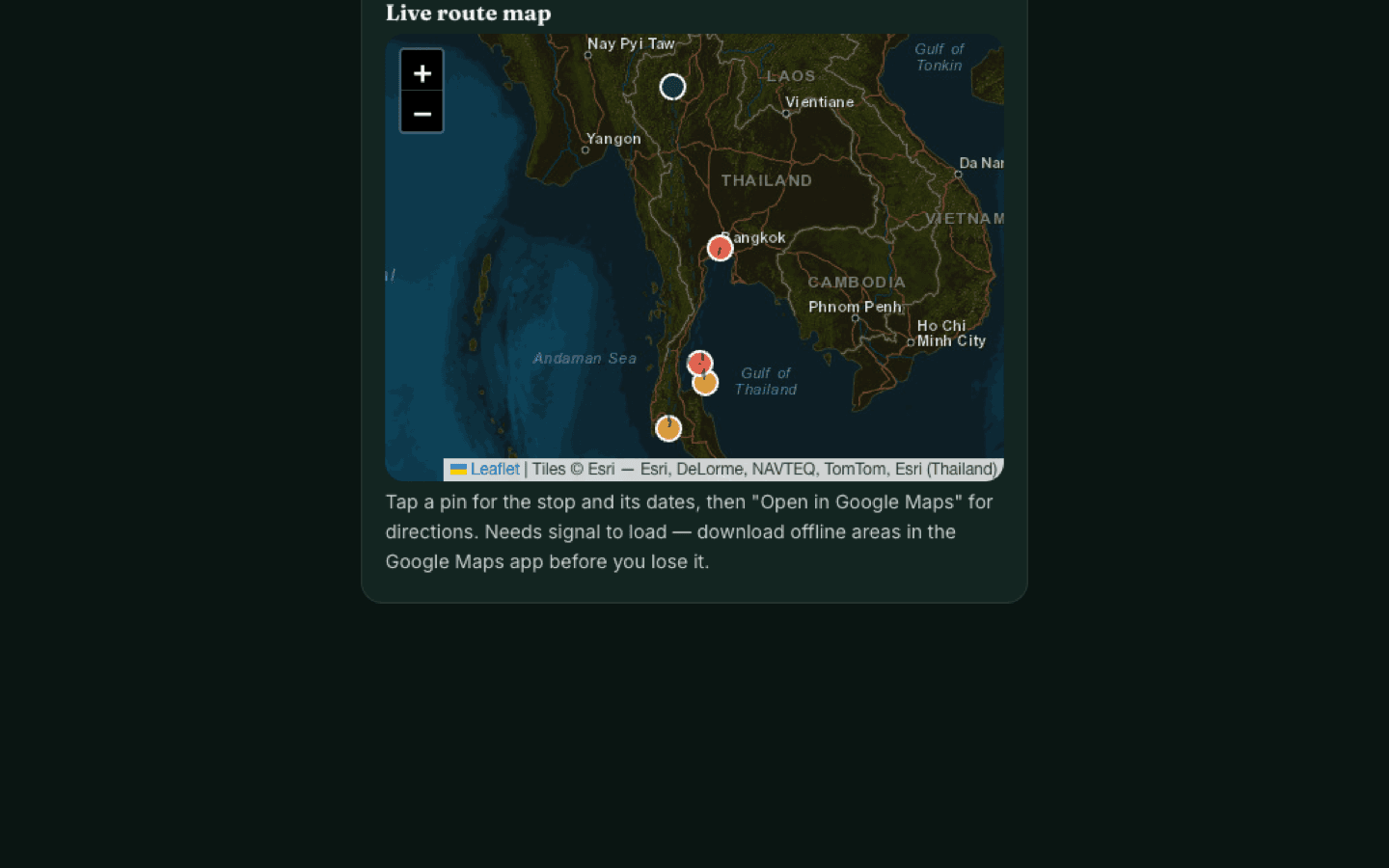 Thailand, top to bottom live screenshot